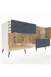 Kronos Konsol 3 Raflı 3 Çekmeceli 4 Kapaklı 176x59x99 Aytaşı-Çam/Antrasit