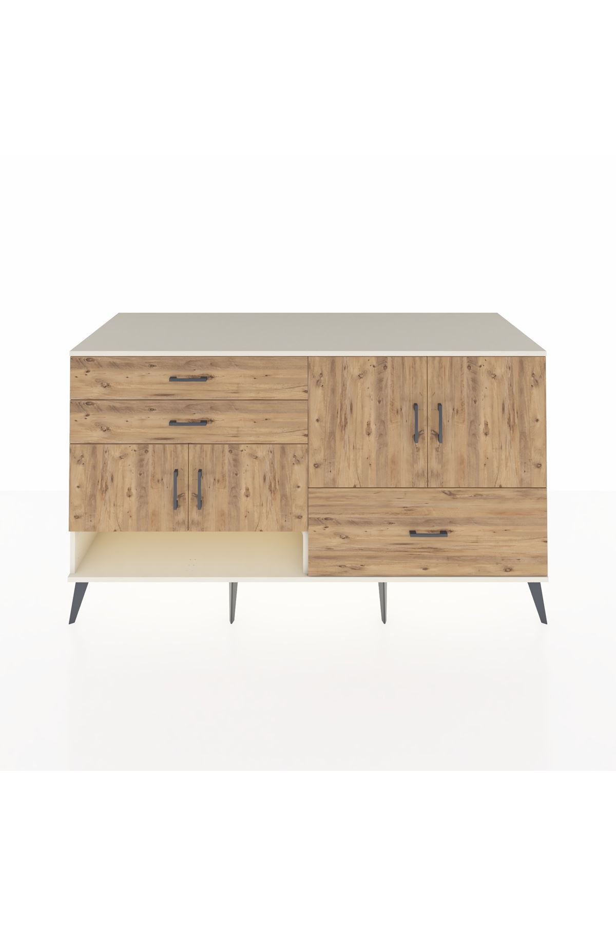 Kronos Konsol 3 Raflı 3 Çekmeceli 4 Kapaklı 176x59x99 Aytaşı-Çam