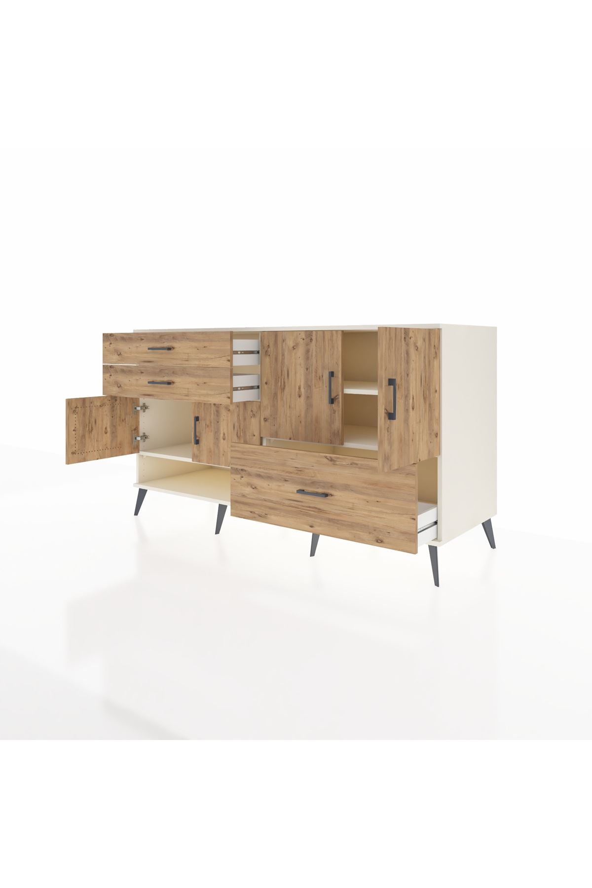 Kronos Konsol 3 Raflı 3 Çekmeceli 4 Kapaklı 176x59x99 Aytaşı-Çam