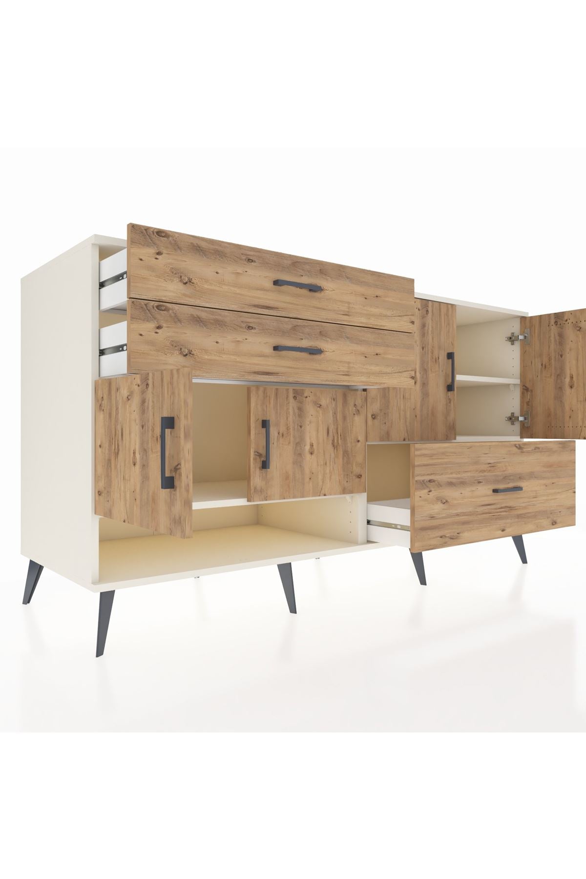 Kronos Konsol 3 Raflı 3 Çekmeceli 4 Kapaklı 176x59x99 Aytaşı-Çam