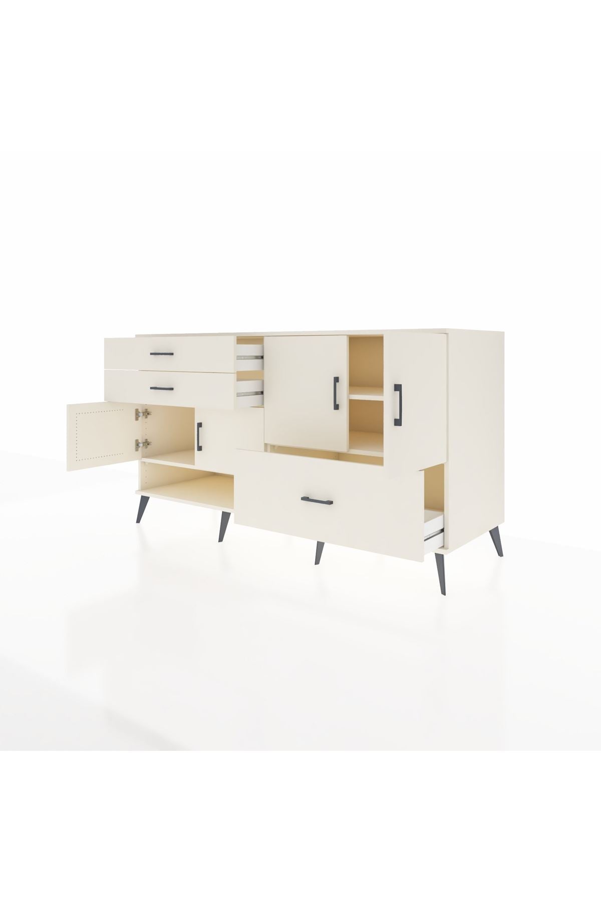 Kronos Konsol 3 Raflı 3 Çekmeceli 4 Kapaklı 176x59x99 Aytaşı-Aytaşı