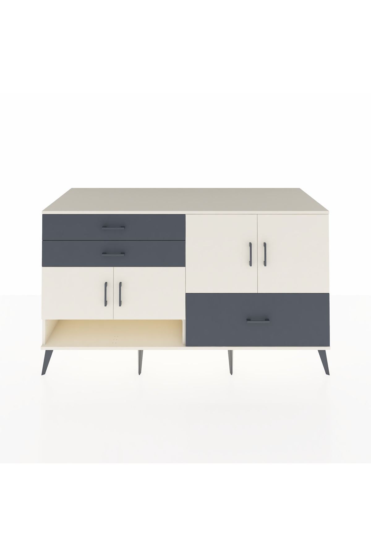 Kronos Konsol 3 Raflı 3 Çekmeceli 4 Kapaklı 176x59x99 Aytaşı-Aytaşı/Antrasit