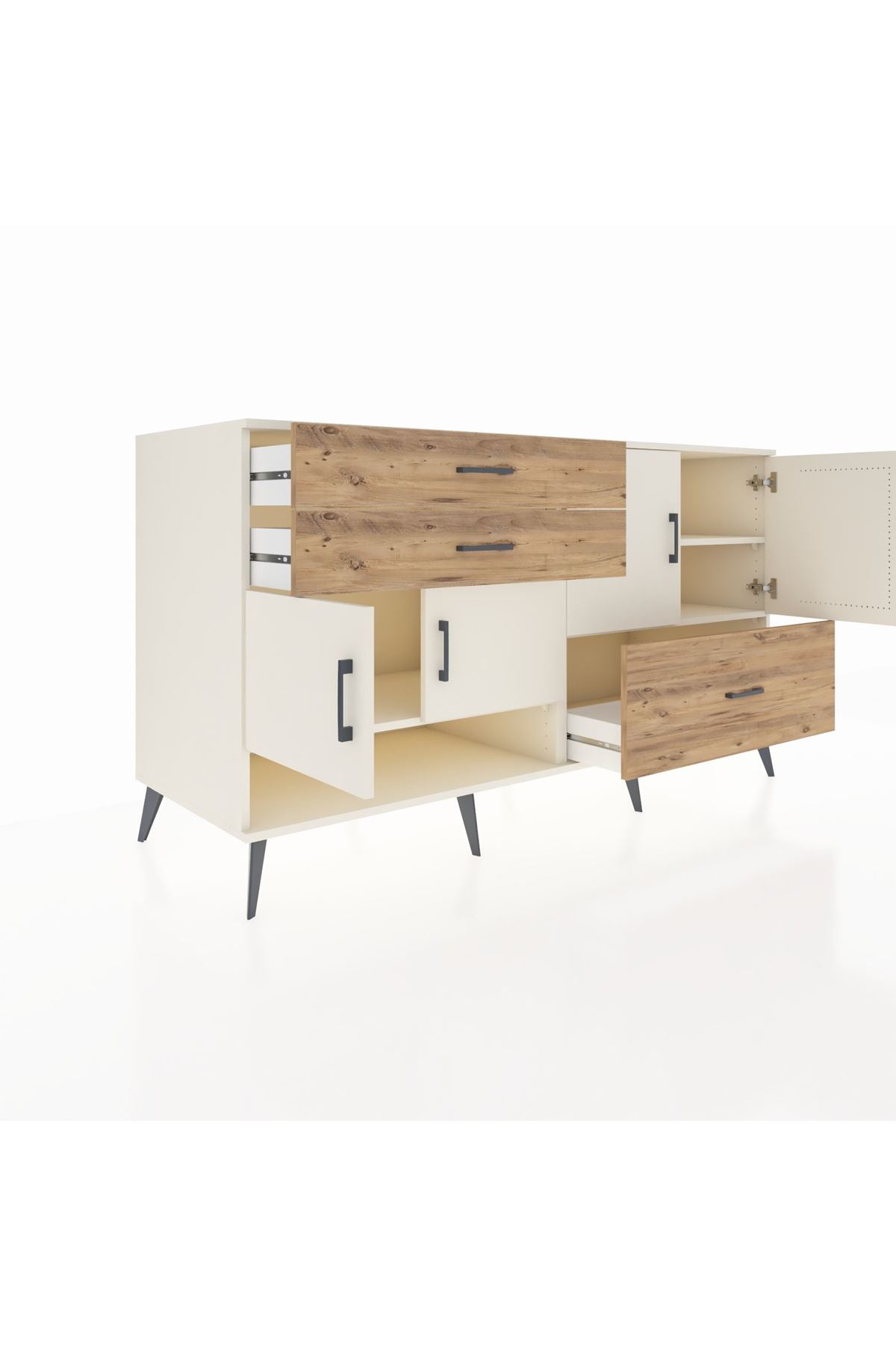 Kronos Konsol 3 Raflı 3 Çekmeceli 4 Kapaklı 176x59x99 Aytaşı-Aytaşı/Çam