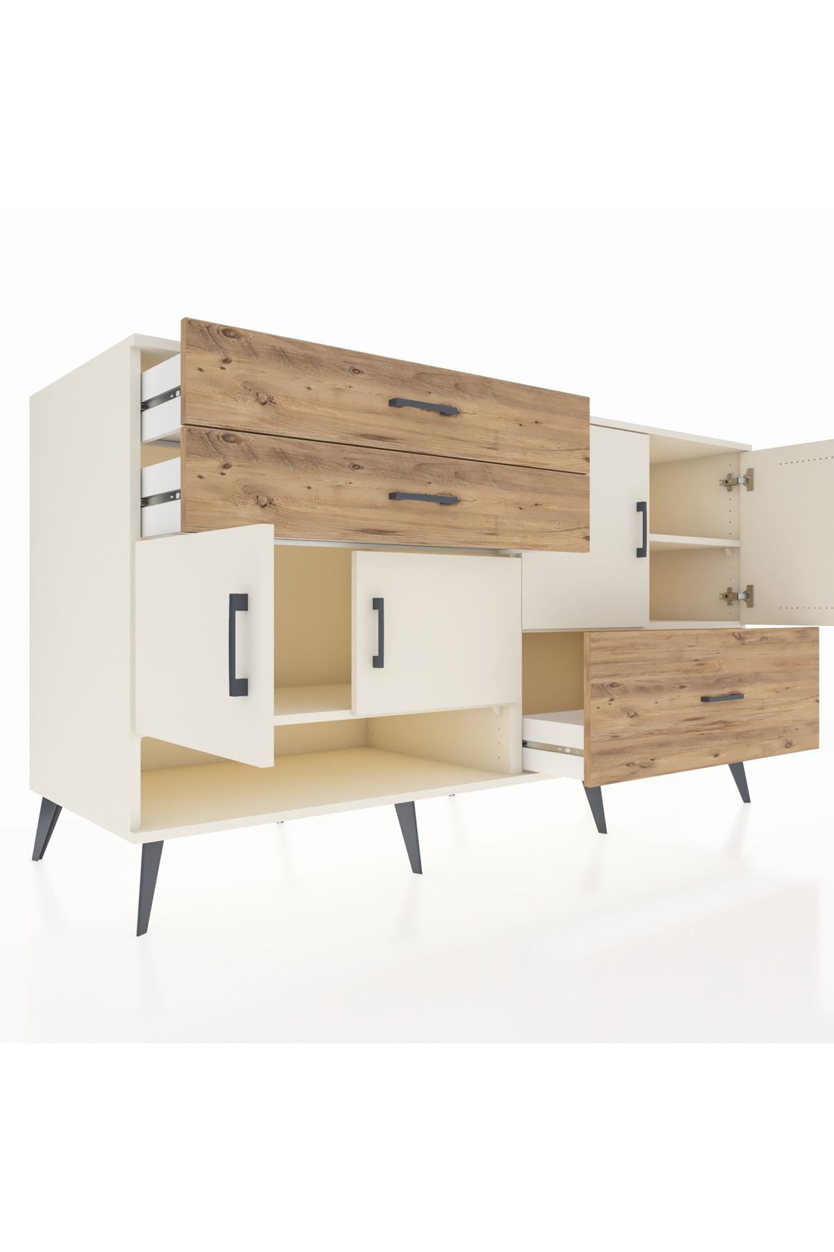 Kronos Konsol 3 Raflı 3 Çekmeceli 4 Kapaklı 176x59x99 Aytaşı-Aytaşı/Çam