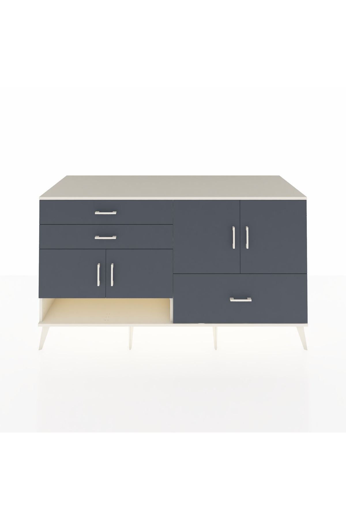 Kronos Konsol 3 Raflı 3 Çekmeceli 4 Kapaklı 176x59x99 Aytaşı-Antrasit