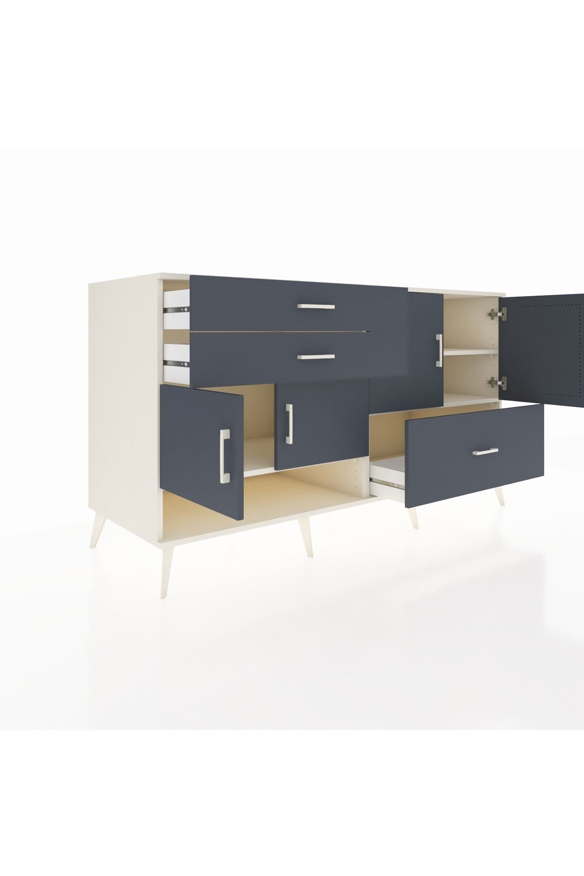 Kronos Konsol 3 Raflı 3 Çekmeceli 4 Kapaklı 176x59x99 Aytaşı-Antrasit