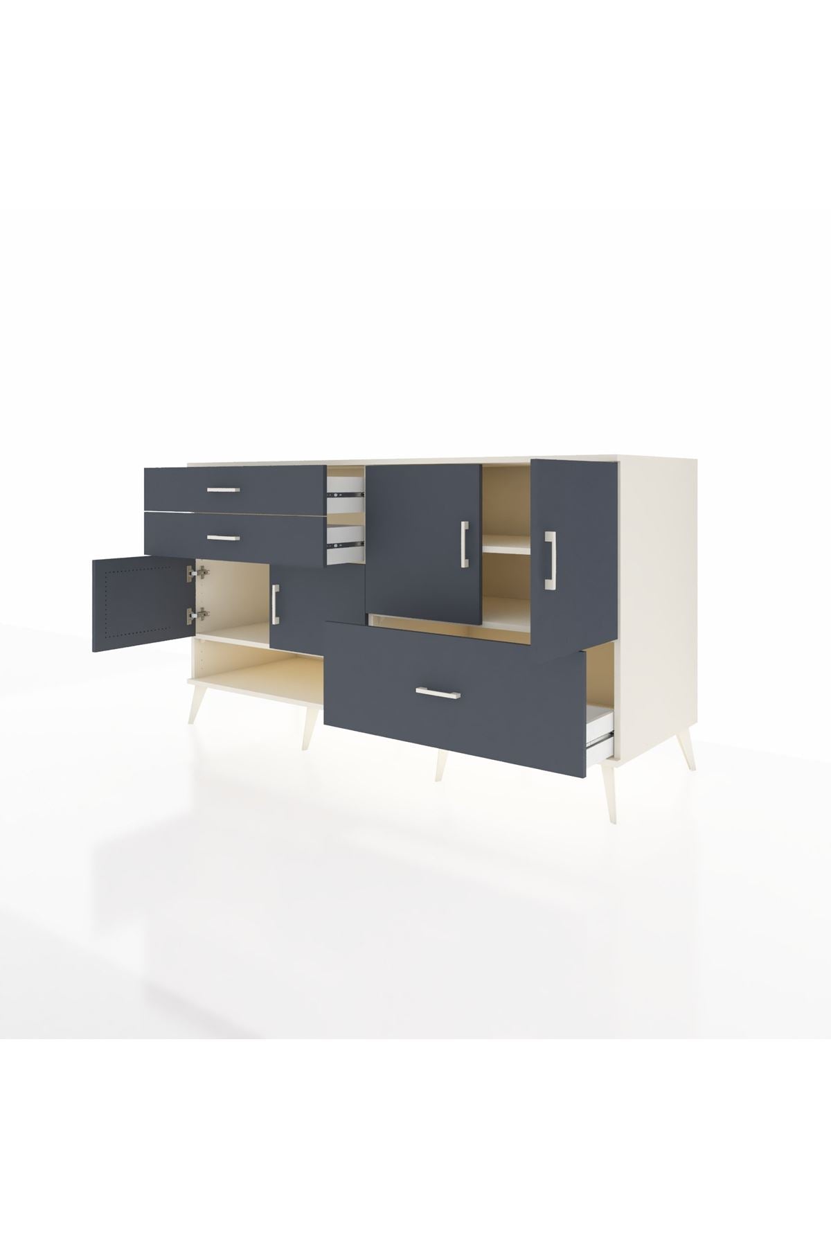 Kronos Konsol 3 Raflı 3 Çekmeceli 4 Kapaklı 176x59x99 Aytaşı-Antrasit