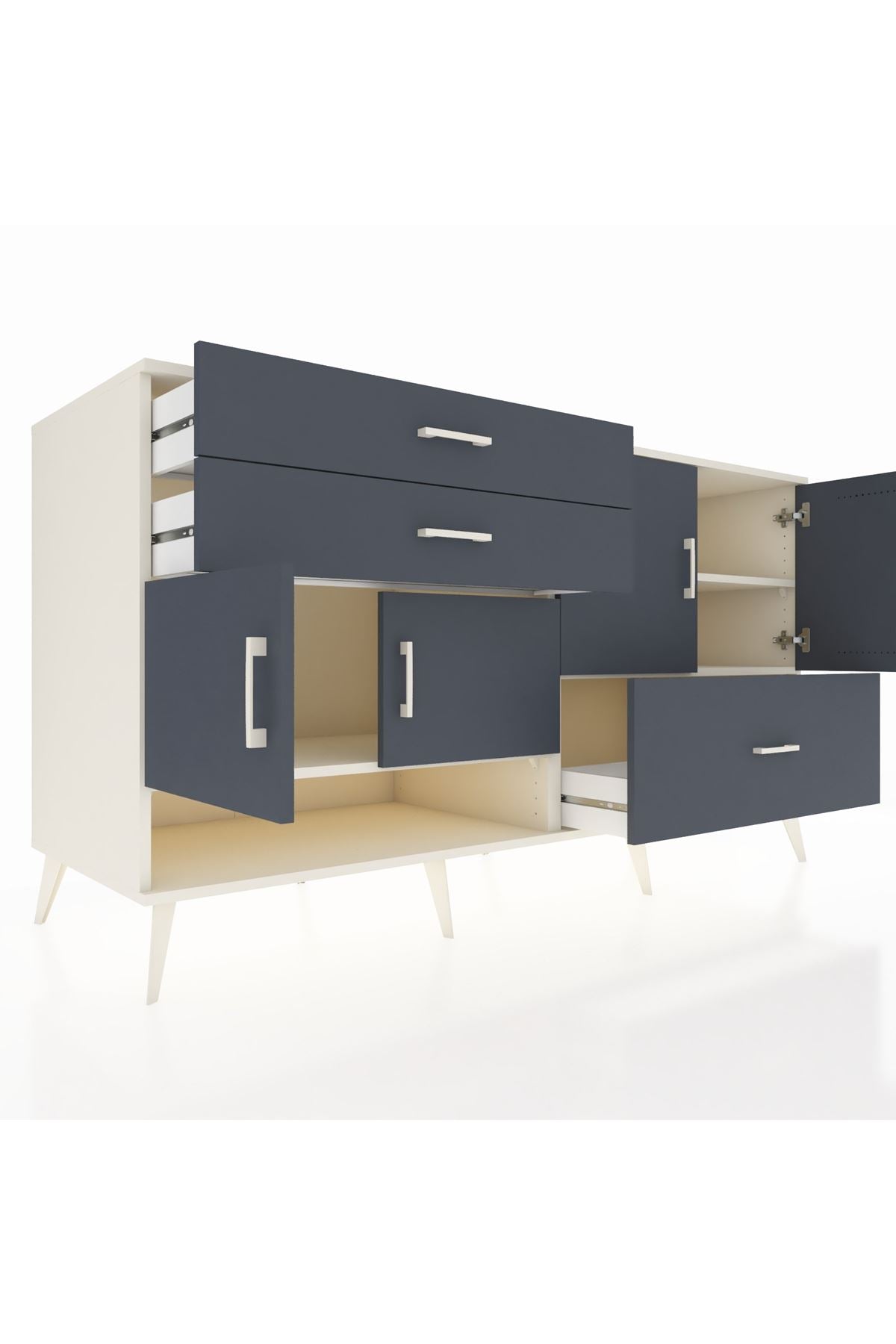 Kronos Konsol 3 Raflı 3 Çekmeceli 4 Kapaklı 176x59x99 Aytaşı-Antrasit