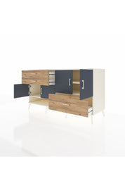 Kronos Konsol 3 Raflı 3 Çekmeceli 4 Kapaklı 176x59x99 Aytaşı-Antrasit/Çam