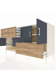 Kronos Konsol 3 Raflı 3 Çekmeceli 4 Kapaklı 176x59x99 Aytaşı-Antrasit/Çam