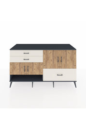 Kronos Konsol 3 Raflı 3 Çekmeceli 4 Kapaklı 176x59x99 Antrasit-Çam/Aytaşı