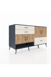 Kronos Konsol 3 Raflı 3 Çekmeceli 4 Kapaklı 176x59x99 Antrasit-Çam/Aytaşı