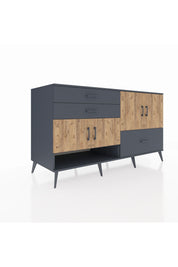 Kronos Konsol 3 Raflı 3 Çekmeceli 4 Kapaklı 176x59x99 Antrasit-Çam/Antrasit