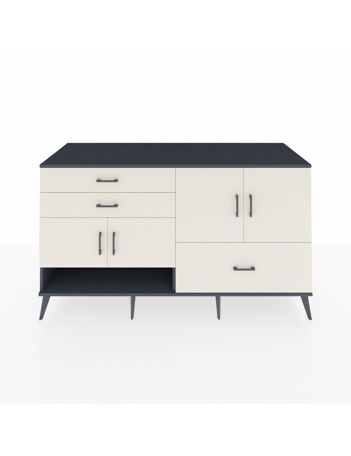 Kronos Konsol 3 Raflı 3 Çekmeceli 4 Kapaklı 176x59x99 Antrasit-Aytaşı