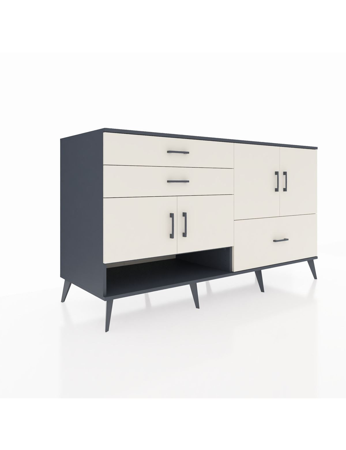 Kronos Konsol 3 Raflı 3 Çekmeceli 4 Kapaklı 176x59x99 Antrasit-Aytaşı