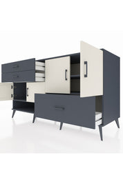 Kronos Konsol 3 Raflı 3 Çekmeceli 4 Kapaklı 176x59x99 Antrasit-Aytaşı/Antrasit