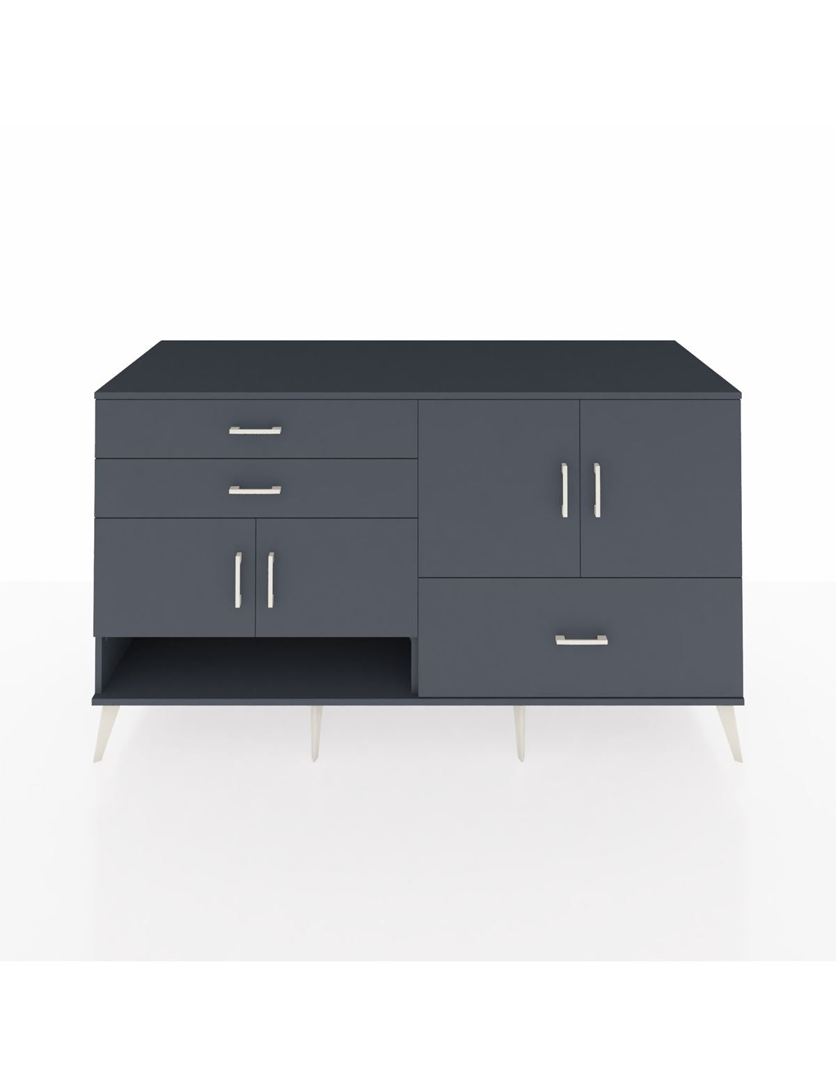 Kronos Konsol 3 Raflı 3 Çekmeceli 4 Kapaklı 176x59x99 Antrasit-Antrasit