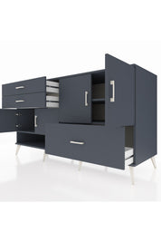 Kronos Konsol 3 Raflı 3 Çekmeceli 4 Kapaklı 176x59x99 Antrasit-Antrasit