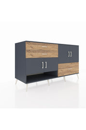 Kronos Konsol 3 Raflı 3 Çekmeceli 4 Kapaklı 176x59x99 Antrasit-Antrasit/Çam