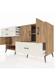 Kronos Konsol 3 Raflı 3 Çekmeceli 4 Kapaklı 176x59x99 Çam-Çam/Aytaşı