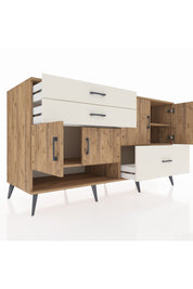 Kronos Konsol 3 Raflı 3 Çekmeceli 4 Kapaklı 176x59x99 Çam-Çam/Aytaşı