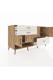 Kronos Konsol 3 Raflı 3 Çekmeceli 4 Kapaklı 176x59x99 Çam-Çam/Aytaşı