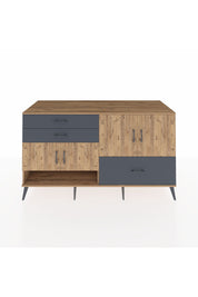 Kronos Konsol 3 Raflı 3 Çekmeceli 4 Kapaklı 176x59x99 Çam-Çam/Antrasit