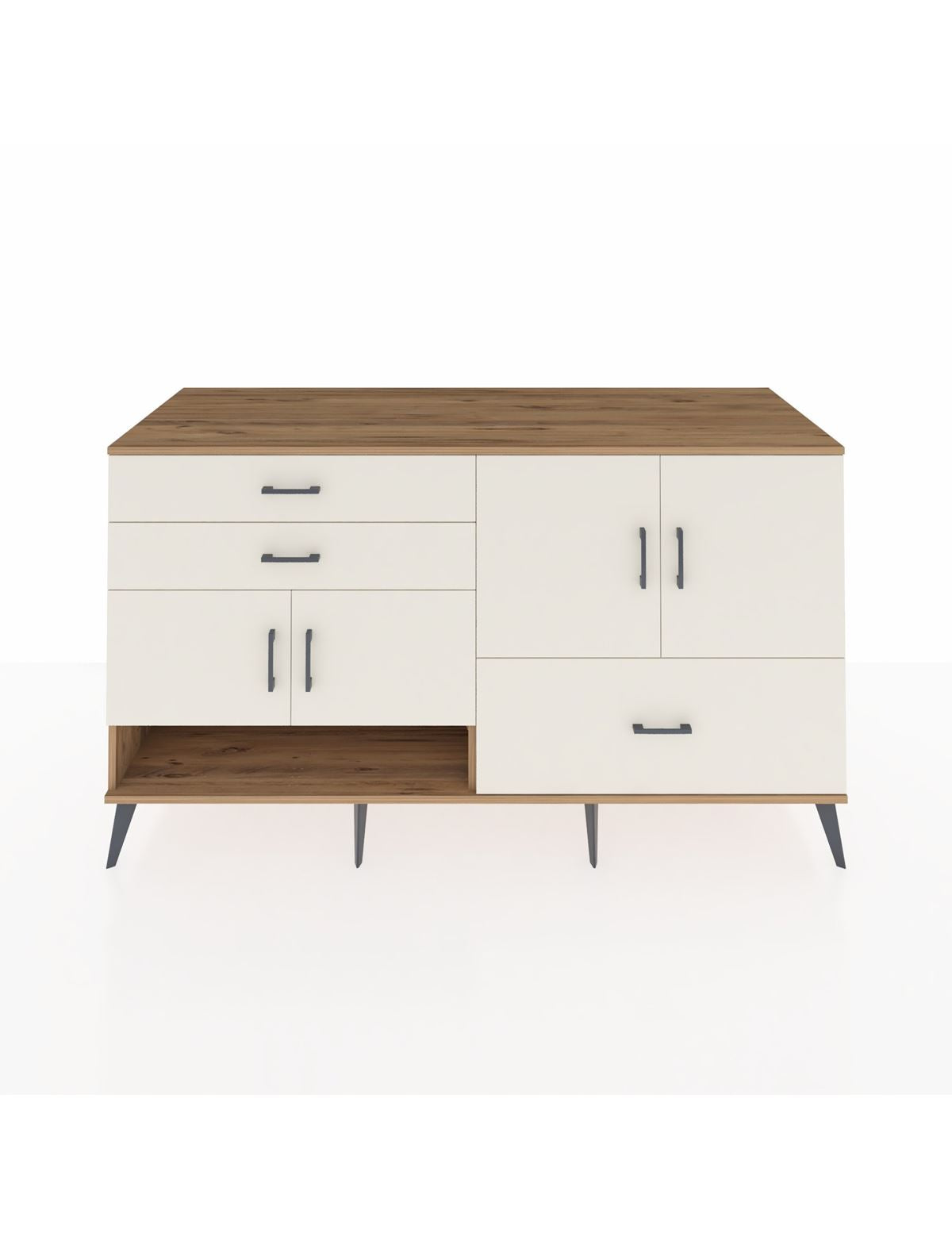 Kronos Konsol 3 Raflı 3 Çekmeceli 4 Kapaklı 176x59x99 Çam-Aytaşı