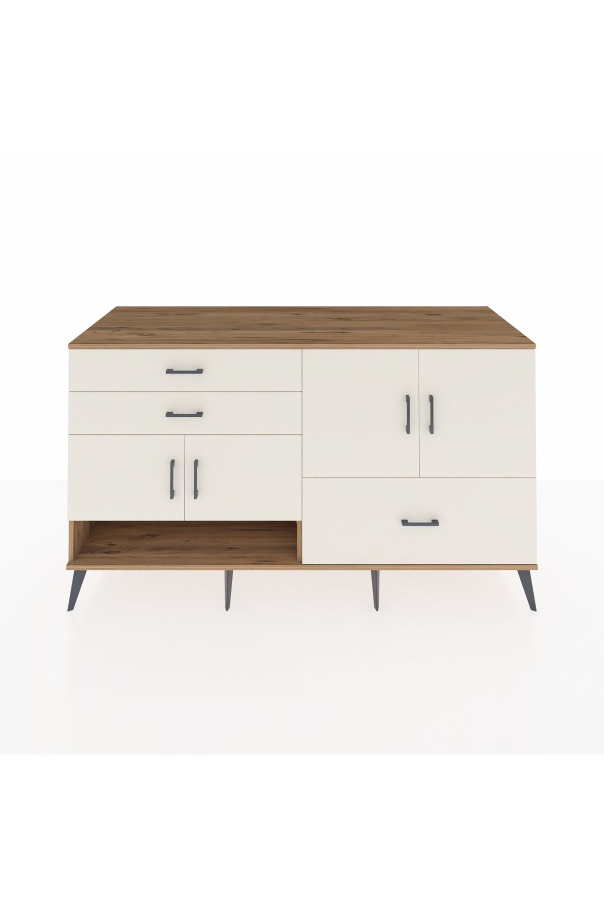 Kronos Konsol 3 Raflı 3 Çekmeceli 4 Kapaklı 176x59x99 Çam-Aytaşı