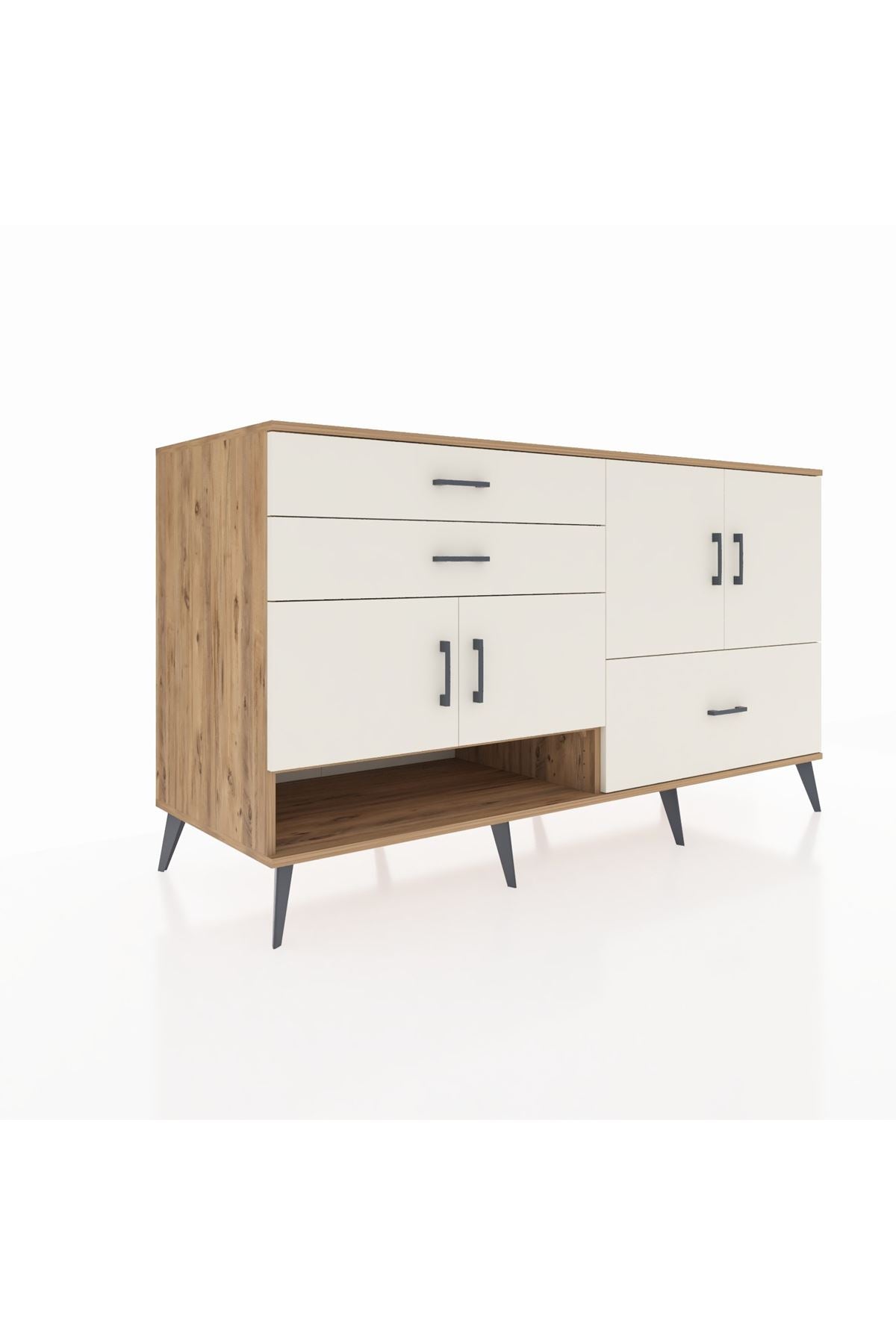 Kronos Konsol 3 Raflı 3 Çekmeceli 4 Kapaklı 176x59x99 Çam-Aytaşı