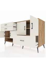 Kronos Konsol 3 Raflı 3 Çekmeceli 4 Kapaklı 176x59x99 Çam-Aytaşı