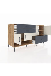 Kronos Konsol 3 Raflı 3 Çekmeceli 4 Kapaklı 176x59x99 Çam-Aytaşı/Antrasit