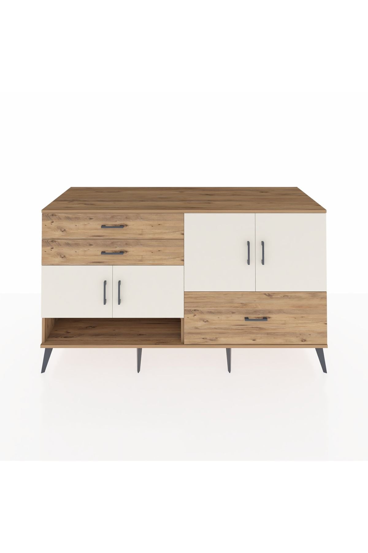 Kronos Konsol 3 Raflı 3 Çekmeceli 4 Kapaklı 176x59x99 Çam-Aytaşı/Çam