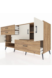 Kronos Konsol 3 Raflı 3 Çekmeceli 4 Kapaklı 176x59x99 Çam-Aytaşı/Çam