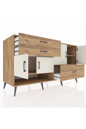 Kronos Konsol 3 Raflı 3 Çekmeceli 4 Kapaklı 176x59x99 Çam-Aytaşı/Çam