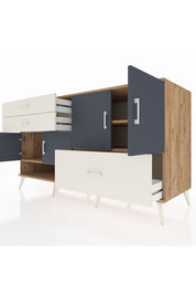 Kronos Konsol 3 Raflı 3 Çekmeceli 4 Kapaklı 176x59x99 Çam-Antrasit/Aytaşı