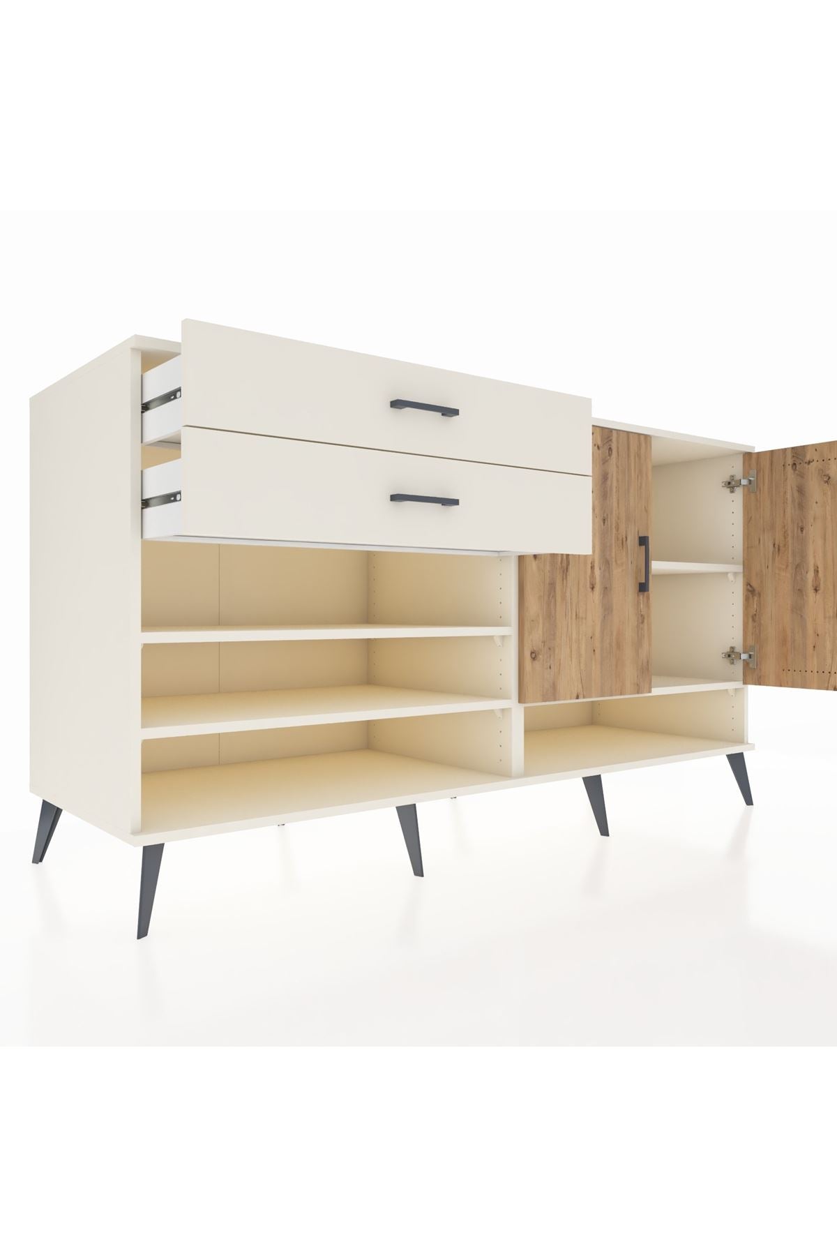 Kronos Konsol 4 Raflı 2 Çekmeceli 2 Kapaklı 176x59x99 Aytaşı-Çam/Aytaşı