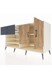 Kronos Konsol 4 Raflı 2 Çekmeceli 2 Kapaklı 176x59x99 Aytaşı-Çam/Antrasit