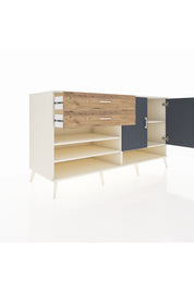 Kronos Konsol 4 Raflı 2 Çekmeceli 2 Kapaklı 176x59x99 Aytaşı-Antrasit/Çam