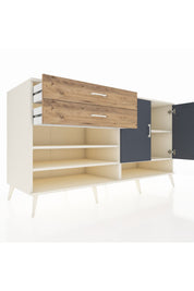 Kronos Konsol 4 Raflı 2 Çekmeceli 2 Kapaklı 176x59x99 Aytaşı-Antrasit/Çam