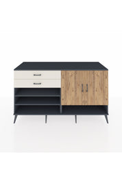 Kronos Konsol 4 Raflı 2 Çekmeceli 2 Kapaklı 176x59x99 Antrasit-Çam/Aytaşı