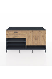 Kronos Konsol 4 Raflı 2 Çekmeceli 2 Kapaklı 176x59x99 Antrasit-Çam