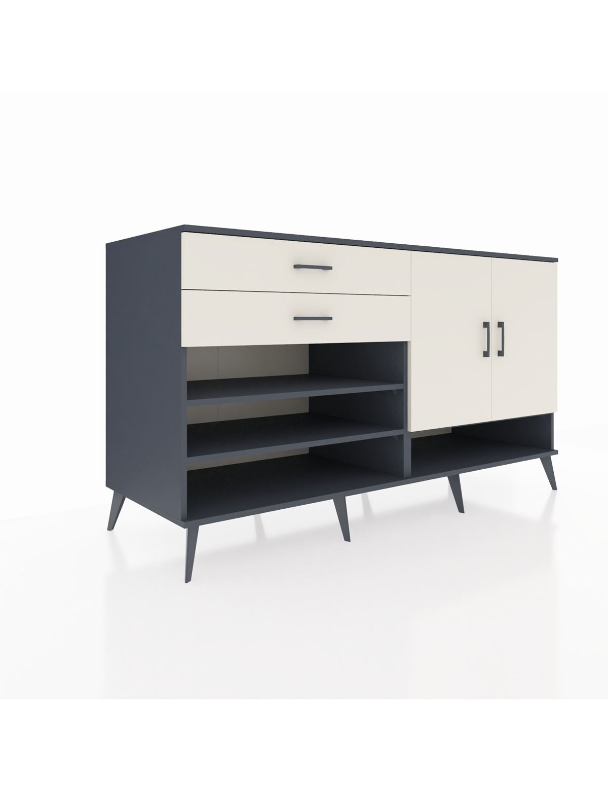 Kronos Konsol 4 Raflı 2 Çekmeceli 2 Kapaklı 176x59x99 Antrasit-Aytaşı