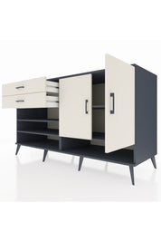 Kronos Konsol 4 Raflı 2 Çekmeceli 2 Kapaklı 176x59x99 Antrasit-Aytaşı