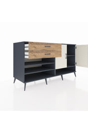 Kronos Konsol 4 Raflı 2 Çekmeceli 2 Kapaklı 176x59x99 Antrasit-Aytaşı/Çam