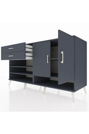 Kronos Konsol 4 Raflı 2 Çekmeceli 2 Kapaklı 176x59x99 Antrasit-Antrasit