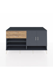 Kronos Konsol 4 Raflı 2 Çekmeceli 2 Kapaklı 176x59x99 Antrasit-Antrasit/Çam