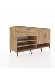 Kronos Konsol 4 Raflı 2 Çekmeceli 2 Kapaklı 176x59x99 Çam-Çam