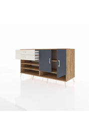 Kronos Konsol 4 Raflı 2 Çekmeceli 2 Kapaklı 176x59x99 Çam-Antrasit/Aytaşı