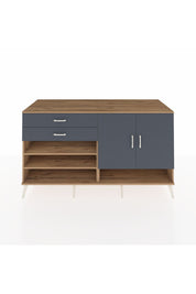 Kronos Konsol 4 Raflı 2 Çekmeceli 2 Kapaklı 176x59x99 Çam-Antrasit